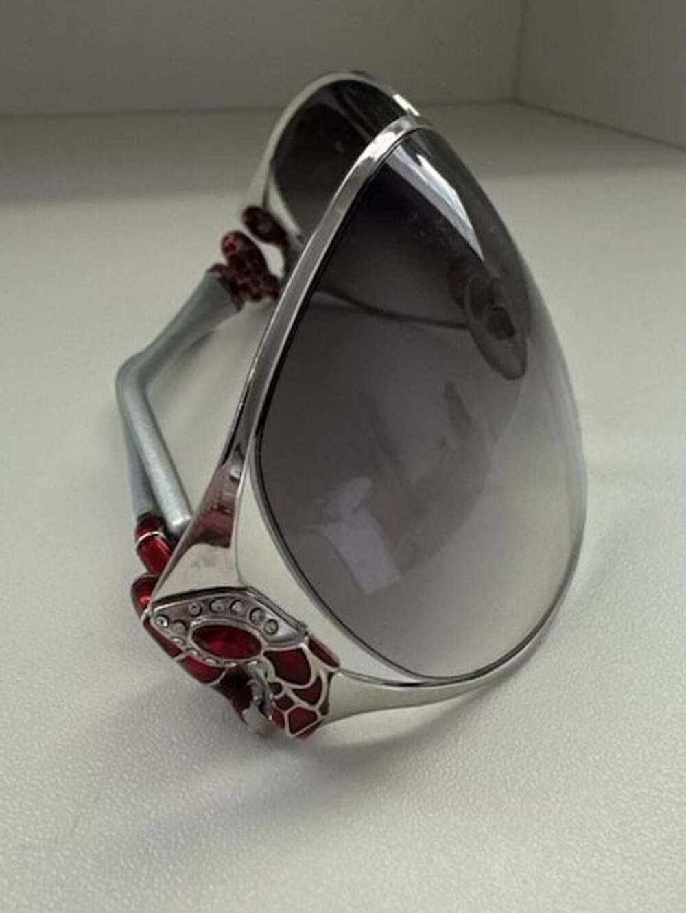 Roberto Cavalli Oversized Gradient Sunglasses with Red Enamel and Crystal Snake
